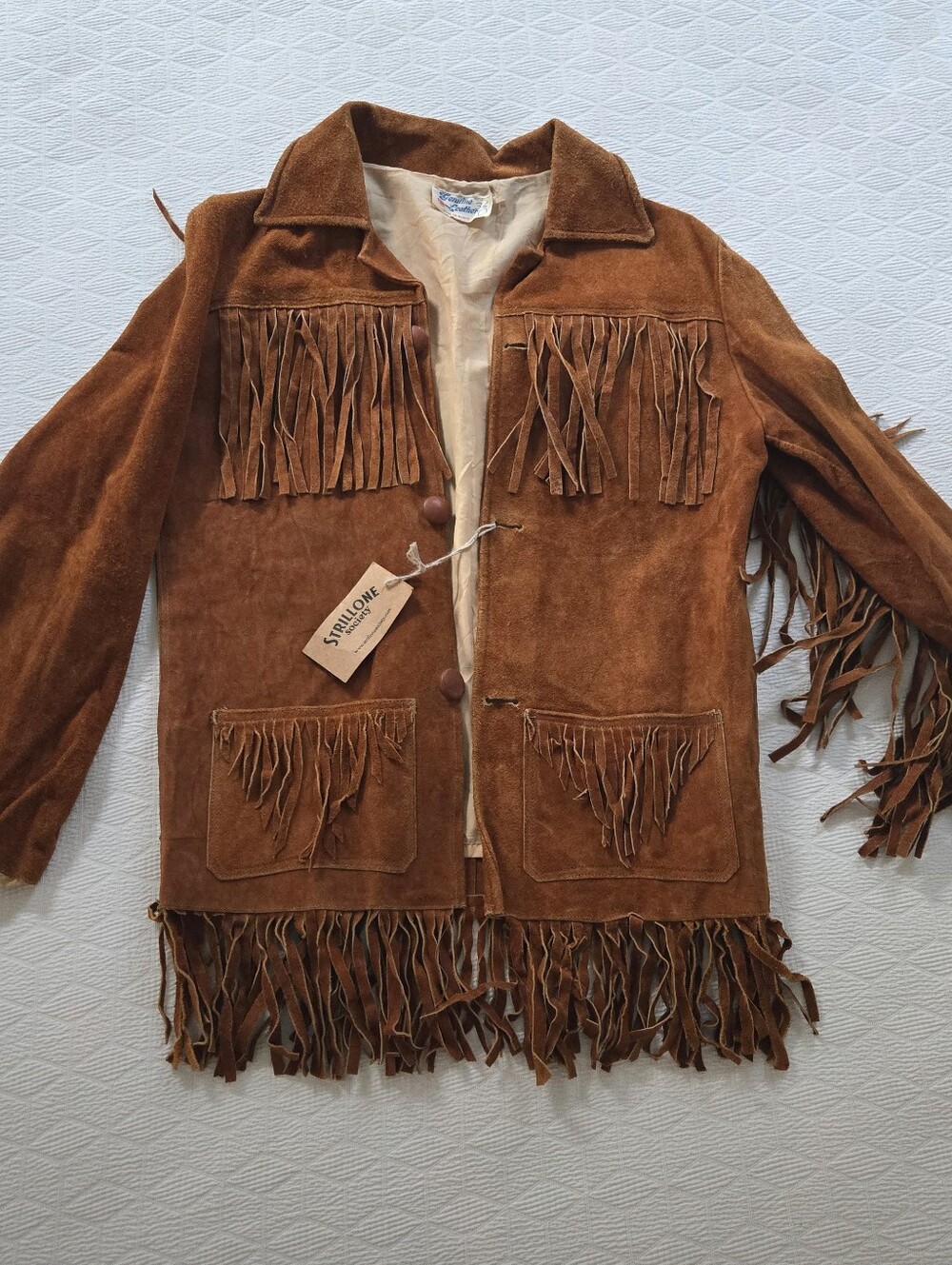 Womens Suede Fringe Jacket Brown XS